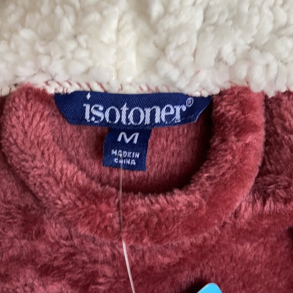 Isotoner Mauve Plum Fleece/Sherpa Trim Long Robe - Picture 6 of 13